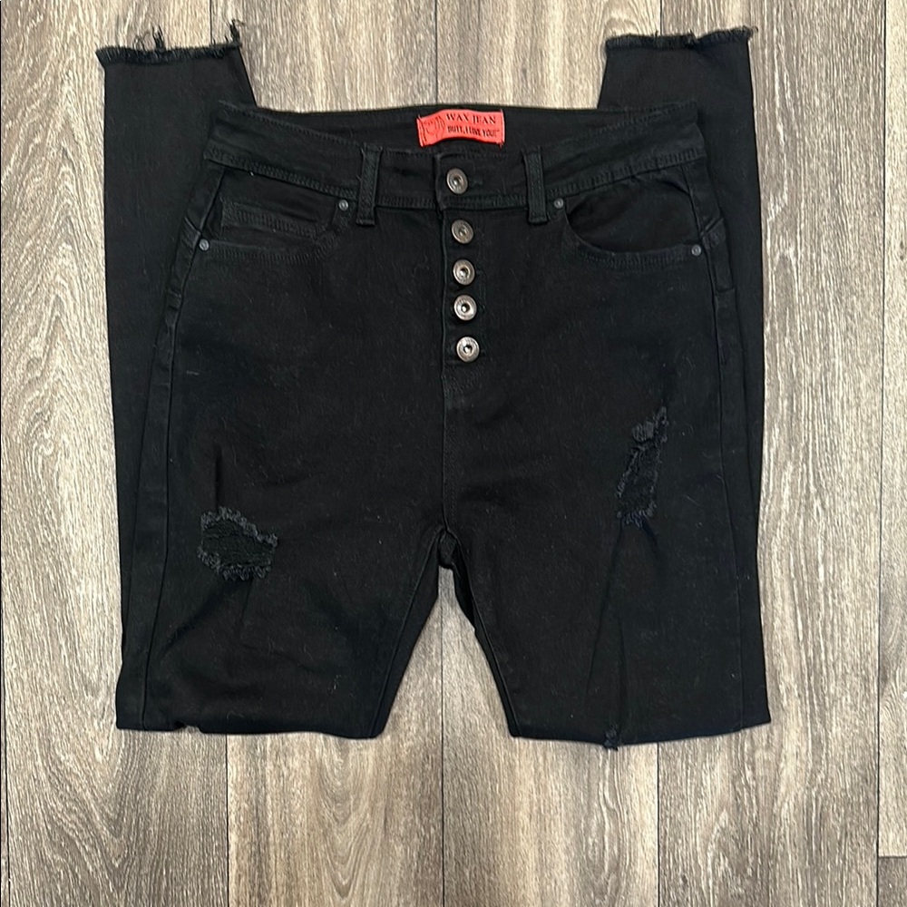 Wax Jeans Black Women's Jeans raw hem